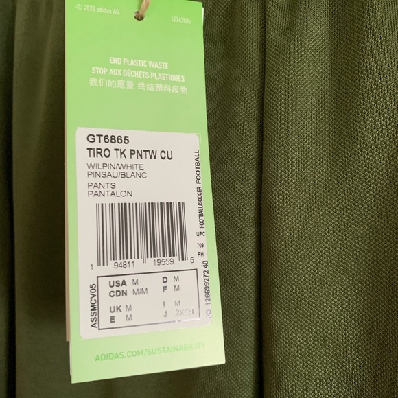 Adidas Wilpin/White Track Pants. Regular Fit, Tapered Leg with Zipper M - Picture 6 of 9